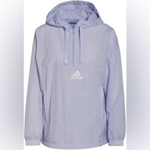 Adidas Lavender Brand Love Repeat Logo Purple Hooded Half Zip Windbreaker S